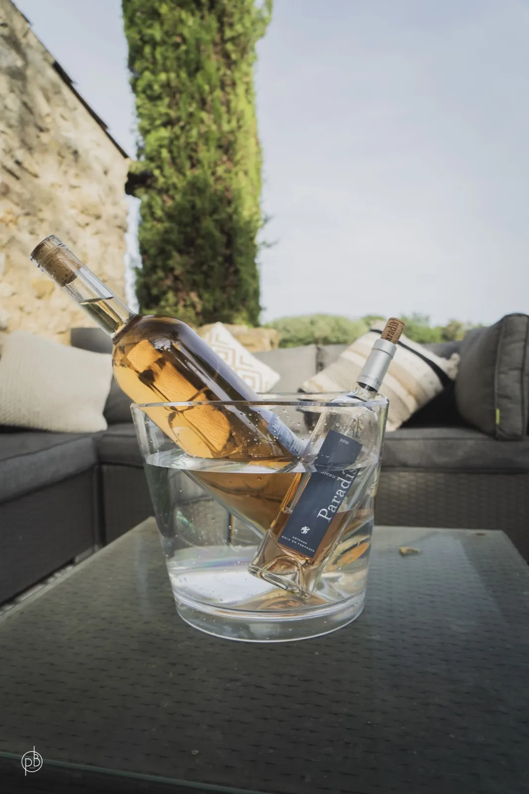 Moment de convivialité autour d'un verre dans le jardin